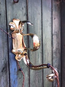 ANTIQUE ART NOUVEAU BRASS WALL LIGHT WITH GLASS SHADE, EARLY 20thC FULLY REWIRED - Picture 1 of 24