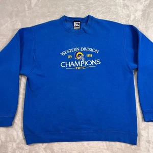 Vintage NFL Rams Sweater Mens Size XL Blue Fleece Crewneck Pro Player Brand 1999 - Picture 1 of 14