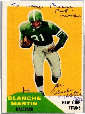 1960 -Blanche Martin- Fleer Autograph/Signed/Auto Football Card #78 NY Titans - Image 1 of 2
