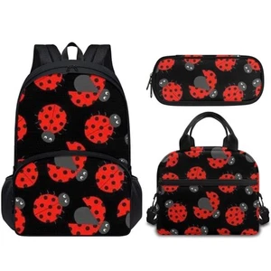 Forchrinse 3Piece Ladybug Backpack for Girls Kids Elementary Middle - Picture 1 of 6