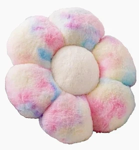 Cuscino a forma di margherita fiore cravatta tinta pastello 15” x 15” pelliccia sintetica set 2 pezzi nuovo con etichette - Foto 1 di 13