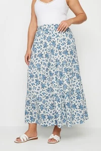 Yours Curve Women's Plus Size Vintage Floral Textured Maxi Skirt - Picture 1 of 7