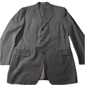 Canali Plaid Check Gray Blazer Mens Wool Sport Coat Sz 42-44L (EU 52L) Ventless - Picture 1 of 14