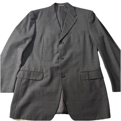 Canali Plaid Check Gray Blazer Mens Wool Sport Coat Sz 42-44L (EU 52L)  Ventless - Image 1 of 4