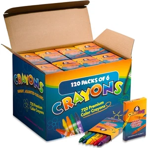 Bedwina Bulk Crayons - Case of 120, 6-Packs Total 720 Crayons Bulk School Sup... - Picture 1 of 9