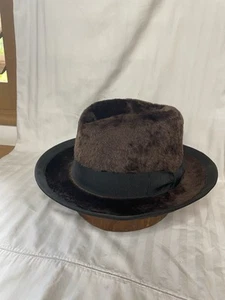 Vintage Brown Fedora with Black Hat Band AJ White Sz 7.5 UK lining cracked - Picture 1 of 12