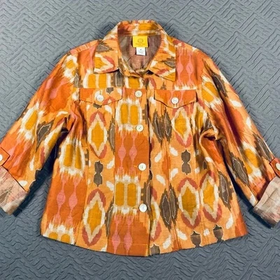 Chaqueta Ruby Rd Petite Marrón Naranja Mezcla Lino Talla 4P Usada en Excelente Condición Foto 1 de 4