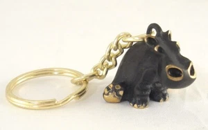 Walter BOSSE Vienna Key Ring HIPPO Keychain Patinated Brass Hagenauer Bronze era - Picture 1 of 12