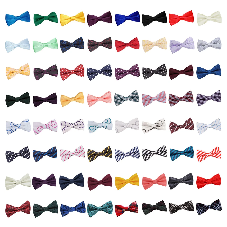 Mens Bow Tie Solid Plain Check Plaid Patterned Floral Paisley Polka Dot by DQT - Image 1 of 1