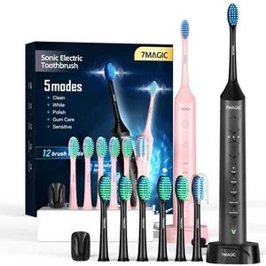Electric Toothbrush for Adults, Sonic Toothbrush with 5 Modes & 3 Intensity Leve - Picture 1 of 8