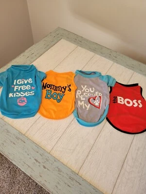 Pack de 4 Camisas Perrito Talla MEDIANA Azul Naranja Rojo Mamá NIÑO The Boss Free Kisses Foto 1 de 3