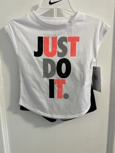 NIKE AUTHENTIC GIRLS ORIGINAL BRAND NEW 2Pc Tee & SHORTS SET Sz 4, NWT MSRP $40 - Picture 1 of 8
