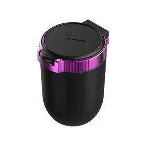Car Ashtray LED Light Smokeless Ash Tray Cigarette Cylinder Holder Cup- Purple - Picture 1 of 8