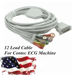 12-lead one-piece ECG Cable For CONTEC ECG machine Electrocardiograph snap - Picture 1 of 3