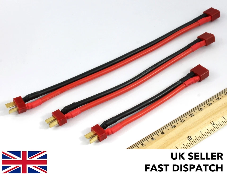 Deans Extension Cable/Wire/Lead 10/15/20cm 100/150/200mm 12AWG - Image 1 of 4