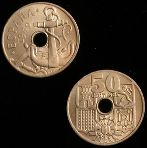 *GUTSE* FRANCO-7, 50 CÉNTIMOS 1949*19-51, BRILLO ORIGINAL, SIN CIRCULAR. - Imagen 1 de 1