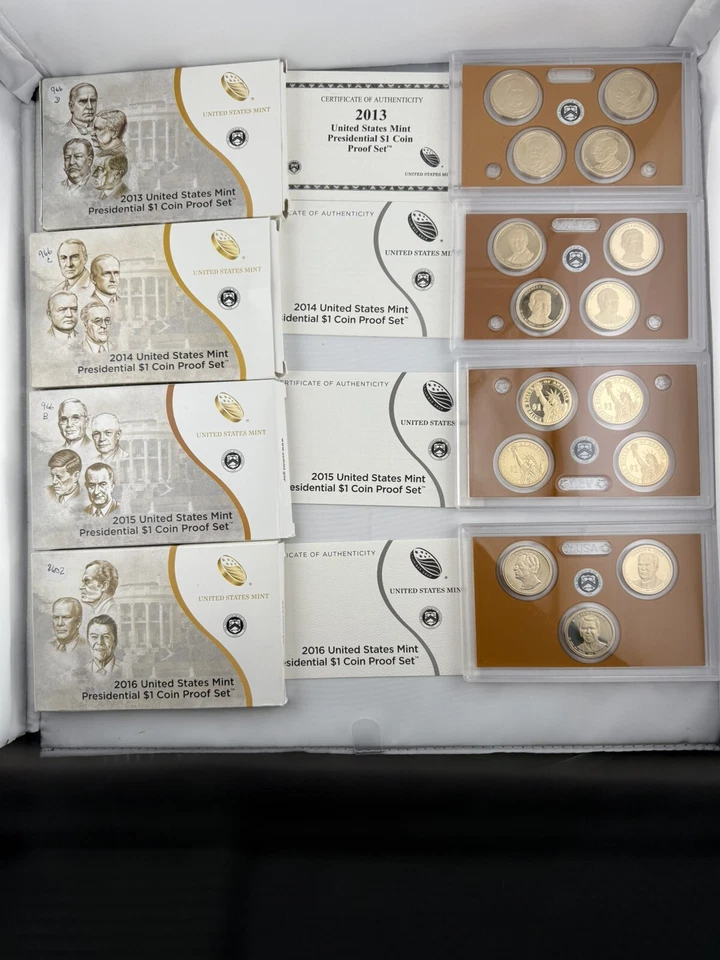 2013,2014,2015&2016 PRESIDENTIAL $1 COIN PROOF SETS, 4-TOTAL SETS - Image 1 of 4