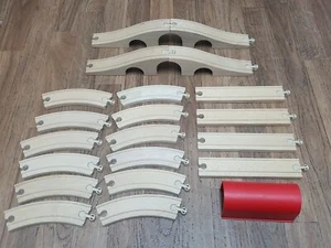 IKEA Wooden Train Set Lot of 21 Piece Track Bridges Works With Thomas & Brio - Picture 1 of 5
