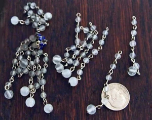 2 Mondstein Clambroth Glasperlen Stränge transluzent graduiert 50 mm Vintage - Bild 1 von 5