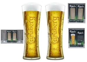 2x Carlsberg Reward One Pint 20oz Bierglas geprägtes Logo Geschenkbox Neu CE M11 - Bild 1 von 12