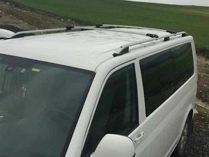 VW T5 T6 T6.1 TRANSPORTER LWB 2003 - 2021 ROOF RAIL BARS RACK + CROSS BARS GREY - Picture 1 of 4