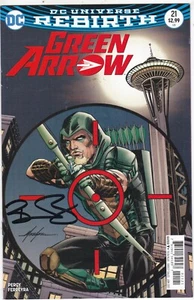 Green Arrow #21 Signed Benjamin Percy DC Comics 2017 W/ COA DC UNIVERSE REBIRTH - Picture 1 of 3