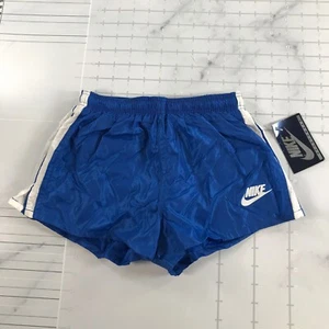 Vintage Nike Running Shorts Boys Medium Shiny Blue White Stripes Mesh Lined - Picture 1 of 13