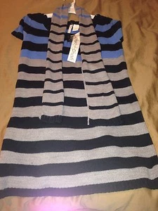 NWT Heart-N-Crush Girls Sweater Dress With Scarf, Blue & Gray Striped, Size XL  - Picture 1 of 2