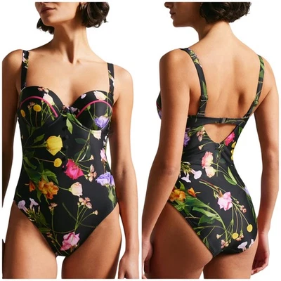 Traje de baño Ted Baker nuevo sin etiquetas estampado floral Saffiey de una pieza talla S tazas moldeadas Foto 1 de 4