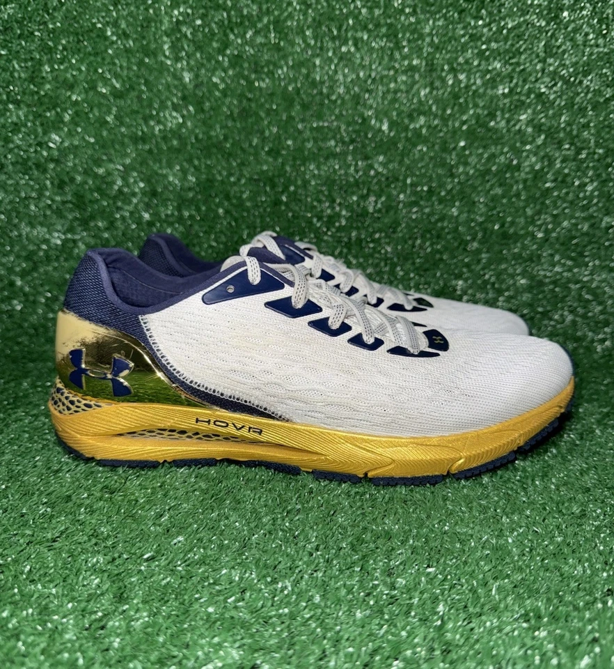 Under Armour Notre Dame HOVR Sonic ND White Gold Blue Running Sneakers Mens 8.5 - Image 1 of 4