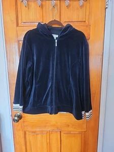 Style&Co Sport Damen blau Velours Hoodie Jacke durchgehender Reißverschluss 80 % Baumwolle Größe 2X  - Bild 1 von 9