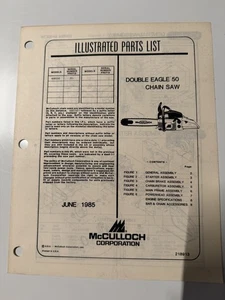 Motosierra McCulloch Double Eagle 50 lista de piezas ilustradas 1985 8 páginas - Imagen 1 de 3