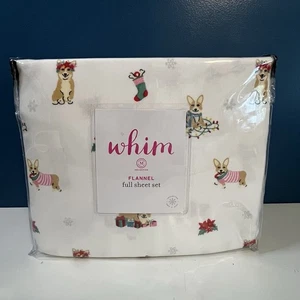 Whim Martha Stewart Collection Flanell Baumwolle 4-teilig Kompletter Bogensatz Holiday Corgi - Bild 1 von 11