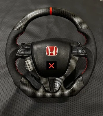 Volante de fibra de carbono Honda Accord octava generación cupé 2008-12 Odyssey 2011-17 Foto 1 de 4