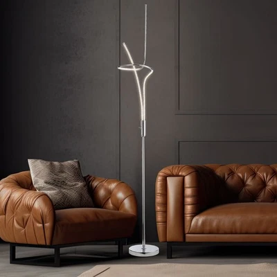 Piantana Lampada LED Lampada Design Cromo Lampada Tavolo Piantana Oscillante - Immagine 1 di 4