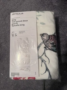 *REVISED*IKEA JATTELILJA King Duvet Cover BIRD/FLORAL INCL 2 pillow covers FREE - Picture 1 of 10
