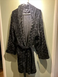 Just Love Damen Morgenmantel schwarz Plüsch Jakobsmuschelmuster, Größe XL mittellang Taschen - Bild 1 von 10