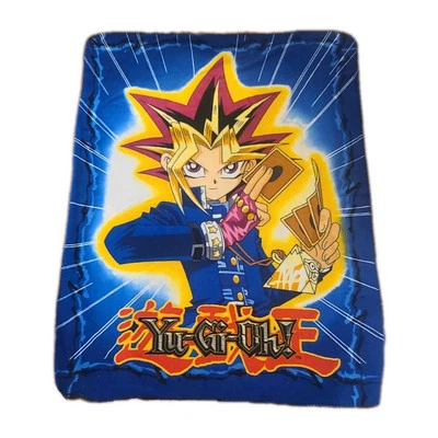 Yu-Gi-Oh Fleece Throw Blanket 48" x 64" Anime 1996 Blue Vintage - Image 1 of 3