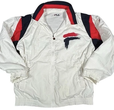 Fila Made In Italy Windbreaker Men’s Vintage 90’s Red Navy Brushstroke Logo - Image 1 of 4