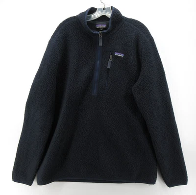 Patagonia Sweatshirt Men XL Blue Navy Retro Pile Fleece 1/4 Zip Pullover Hiking - Image 1 of 4