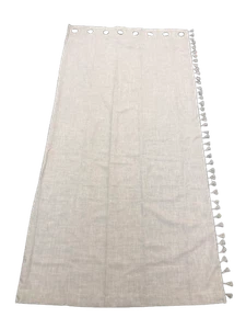 Grey Tassel Edge Curtain Panel Textured Linen Look 117cmx229cm Single  - Picture 1 of 8