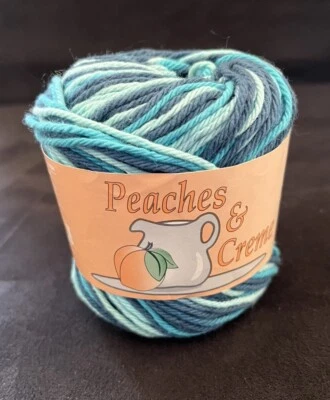 Peaches & Creme Cotton Yarn TEAL OMBRE #139, Blue, 2 oz. - Image 1 of 4