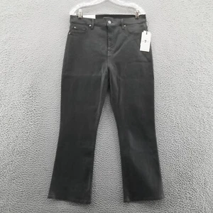 NWT 7 For All Mankind High Waist Slim Kick Jeans Size 32 Black Womens Coated - Picture 1 of 19