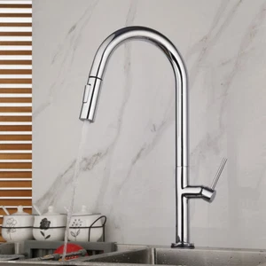 Tall Kitchen Sink Mixer Single Handle Hole Chrome Pull Out Swivel Spout Faucet - Picture 1 of 11