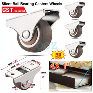 4Pcs 1'' Silent Ball Bearing Mini Small Casters Wheels Furniture Rolling - Picture 1 of 8