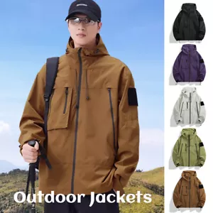 Men Women Outdoor Climbing Sports Waterproof Windproof Hooded Interchange Jacket - Picture 1 of 23