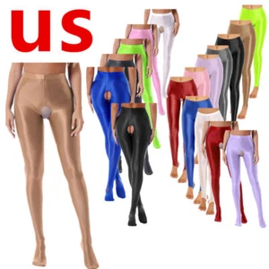 Pantimedias para mujer altas elásticas brillantes entrepierna abierta interior fitness brillante - Imagen 1 de 152
