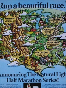 Natural Light Half Marathon Vintage 1980 Original Print Ad 8 x 11" - Picture 1 of 4