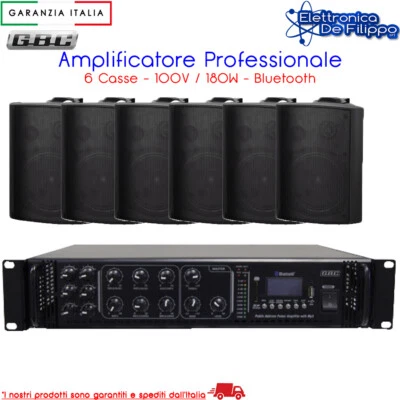 AMPLIFICATORE CON BLUETOOTH 6 CASSE NERE GBC 61611245 61065120 - Immagine 1 di 3