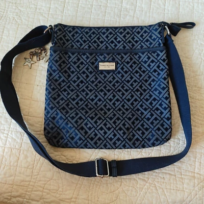 Tommy Hilfiger Purse Blue Crossbody Shoulder TH Logo Bag Zipper 10x11" - Image 1 of 4